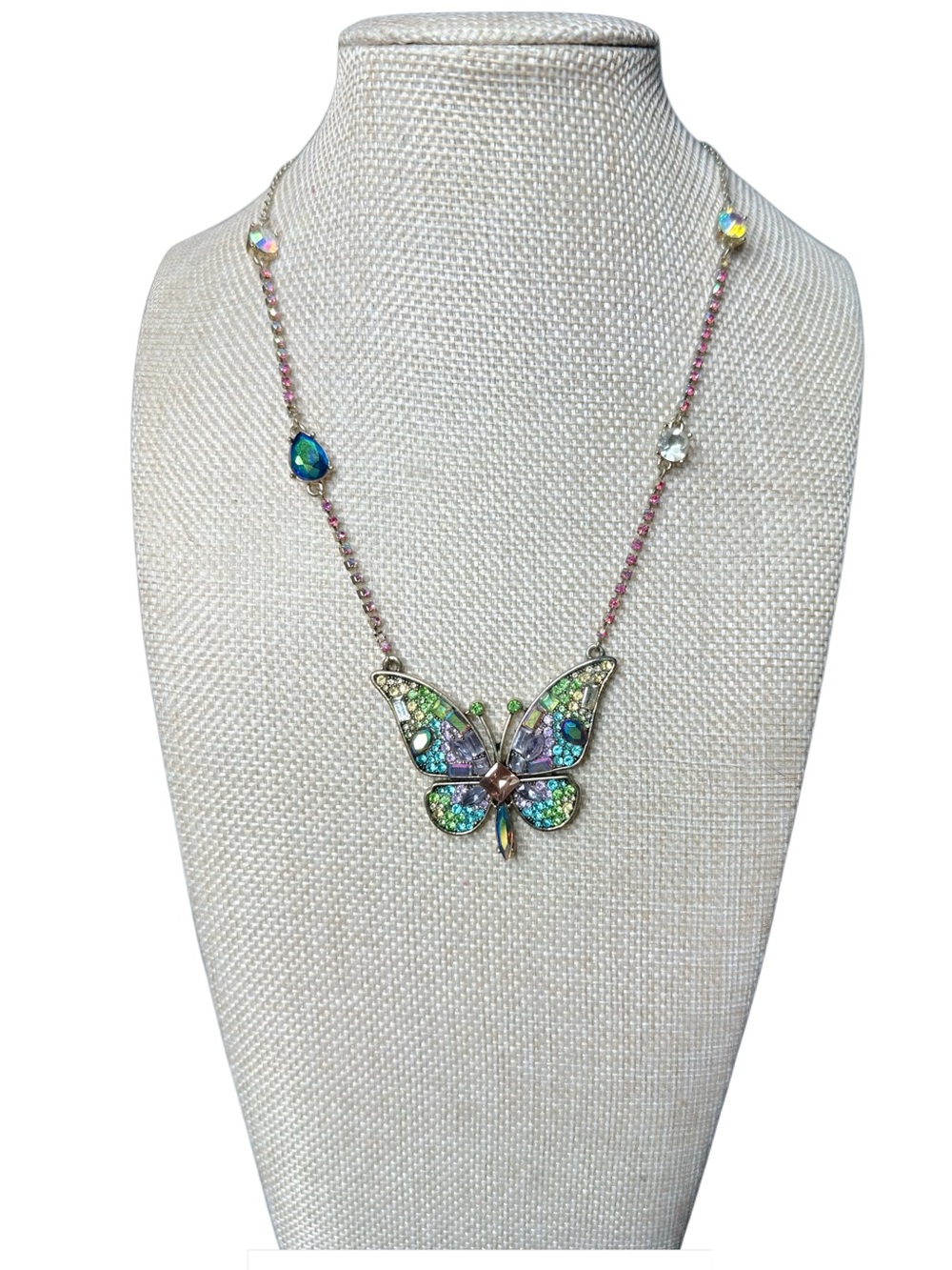Betsey Johnson Multicolor Crystal Butterfly Necklace